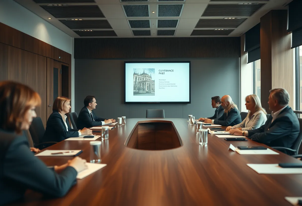 A five-year enrolment and cost projection spread across a boardroom table, illustrating a sustainable higher education model TEQSA will accept