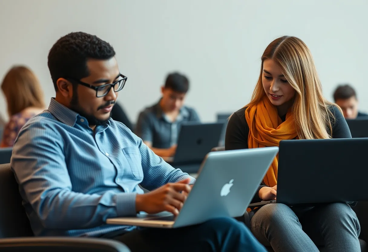 A laptop showing an online short course beside a CRICOS course brochure, illustrating the micro-credentials international students can access and how they connect to registered courses