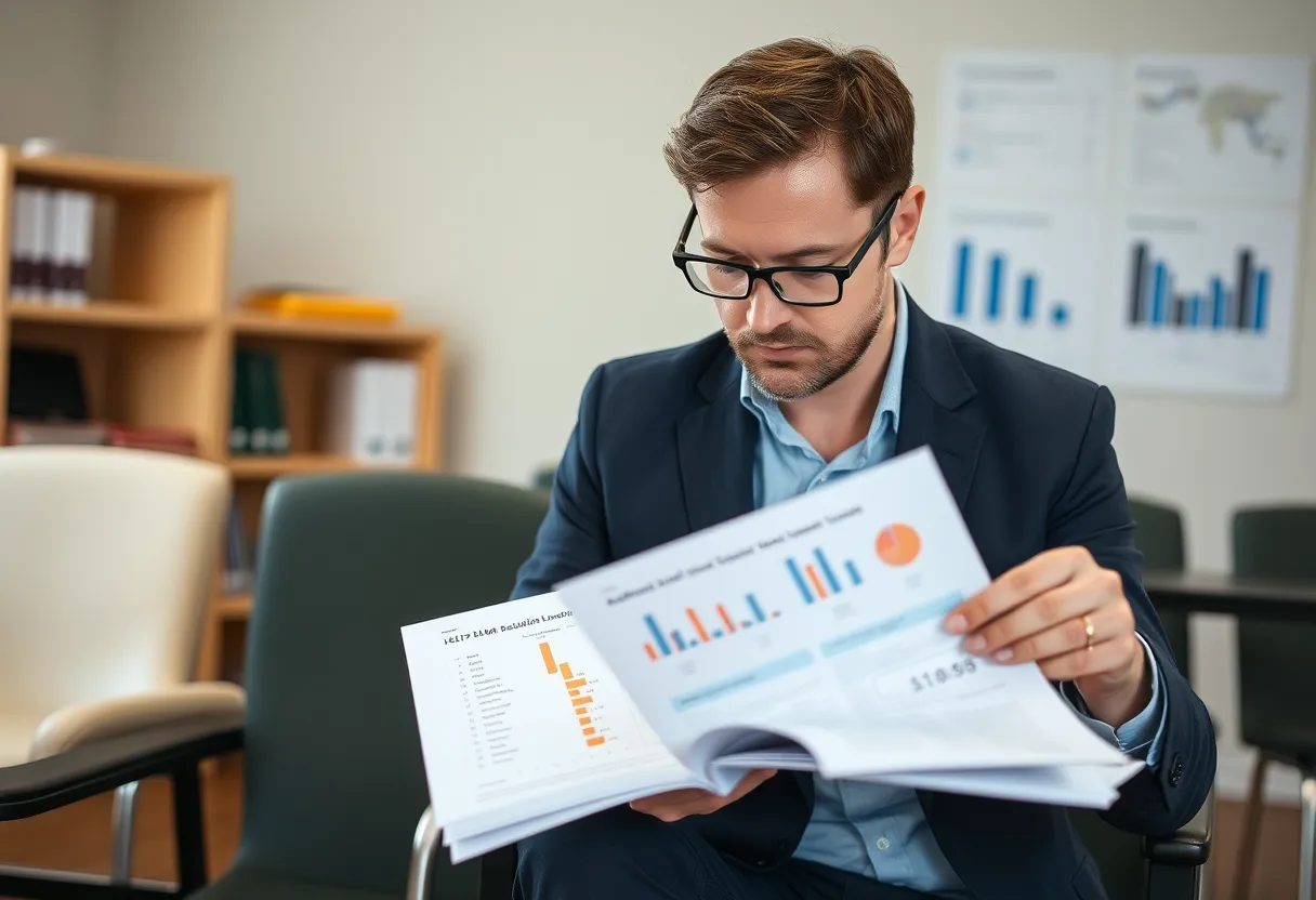 A graduate reading a tax statement showing a HELP balance, illustrating student loan policy in Australia