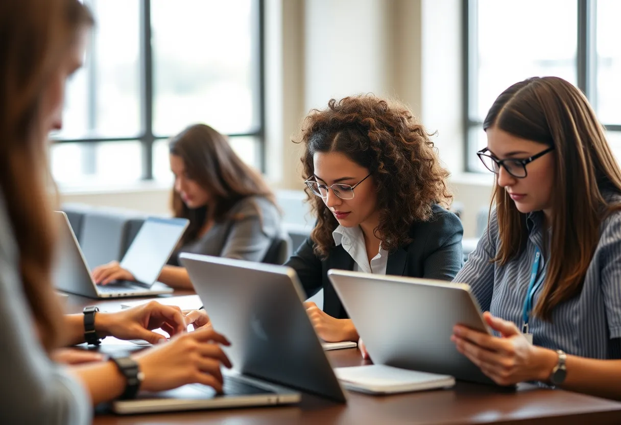 A line of digital badges growing in size across a screen, illustrating the rise of micro-credentials in higher education